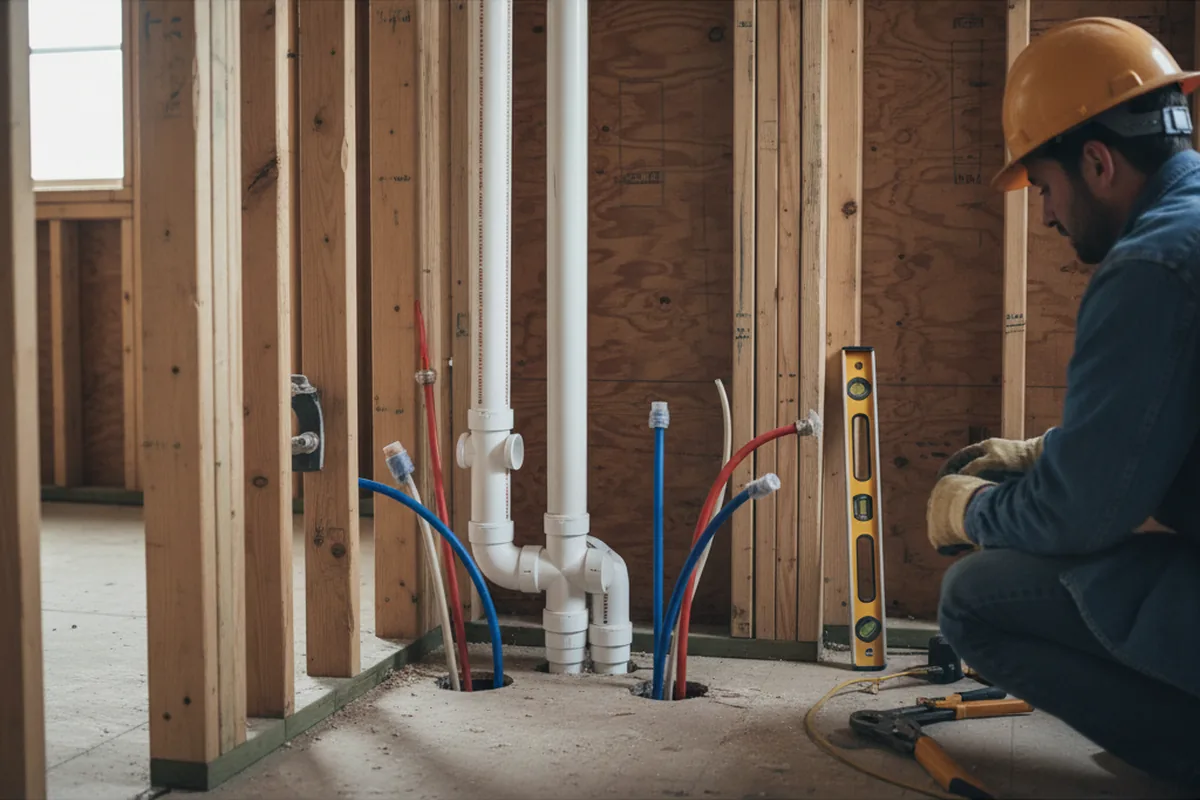 Drain and supply rough-in during Sump Pump Repair in Duquesne