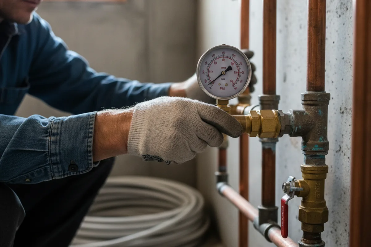 Pressure testing a repaired line during Water Line Repair in Duquesne